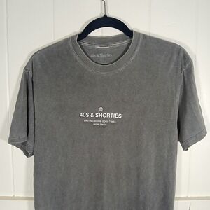40s & Shorties Mens Graphic‎ T-Shirt 2-Sided Gray Mineral Wash Small Cotton SS